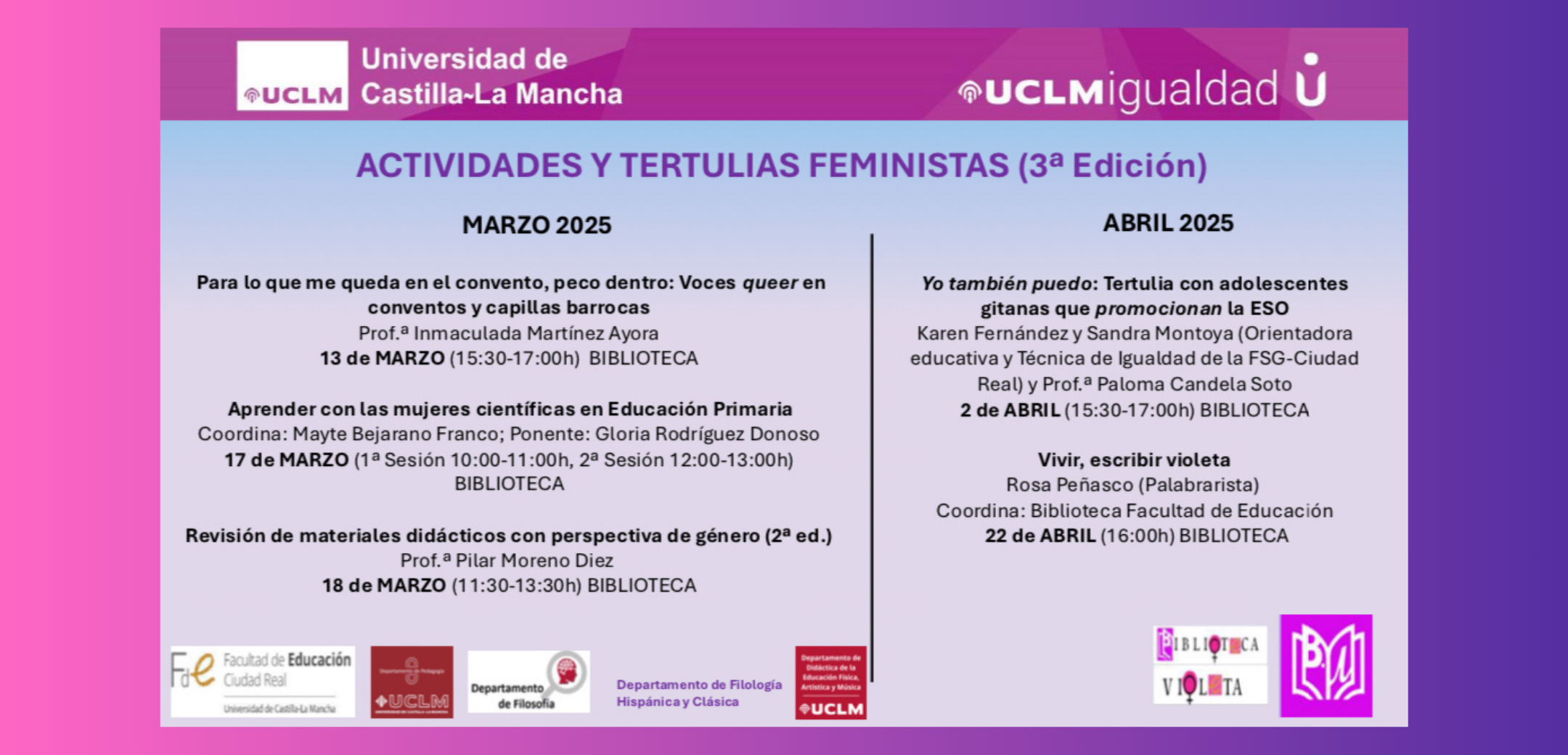 Actividades y tertulias feministas (3ª Edición)