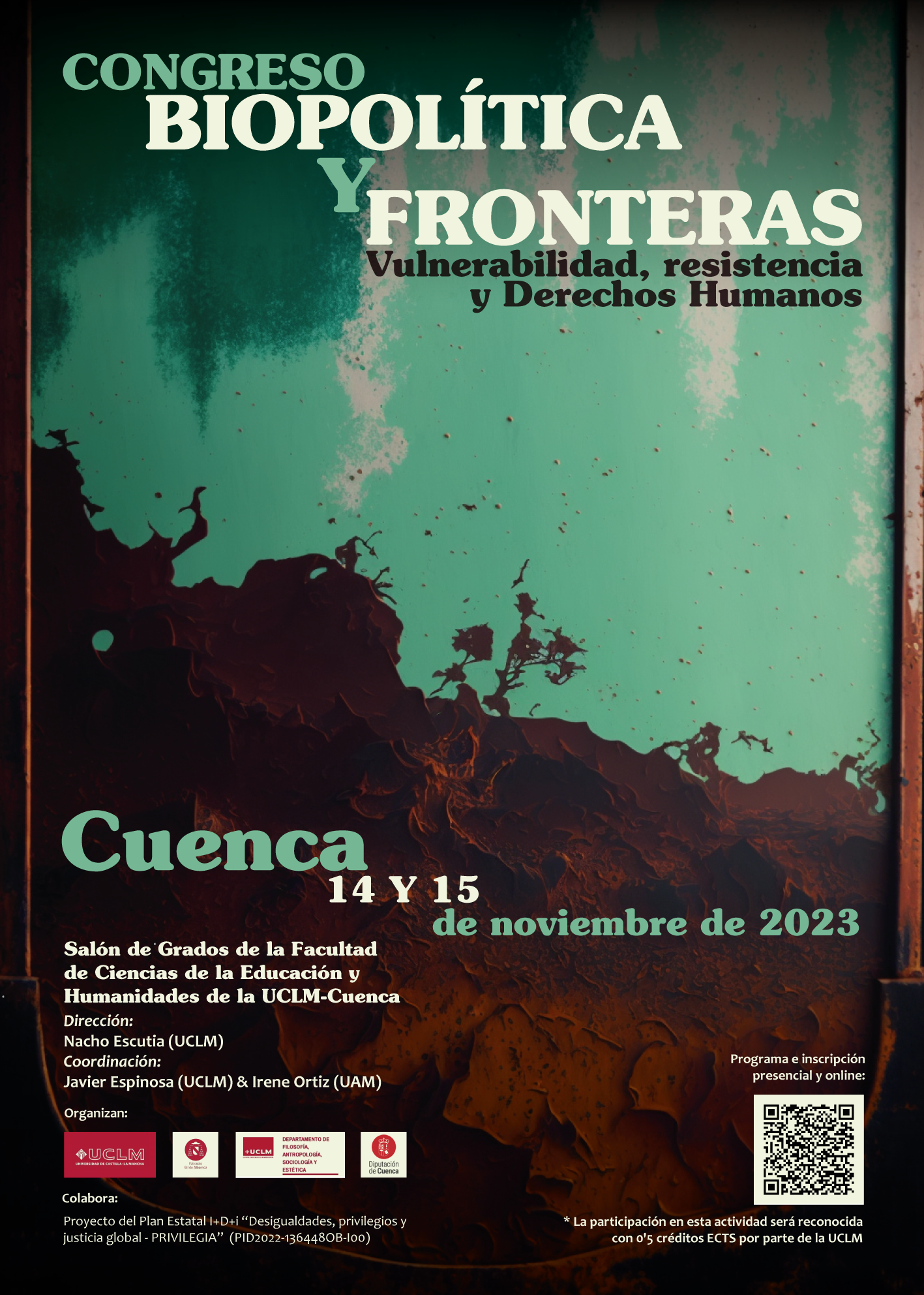 Cartel Congreso Biopolítica y Fronteras. 14-15 noviembre